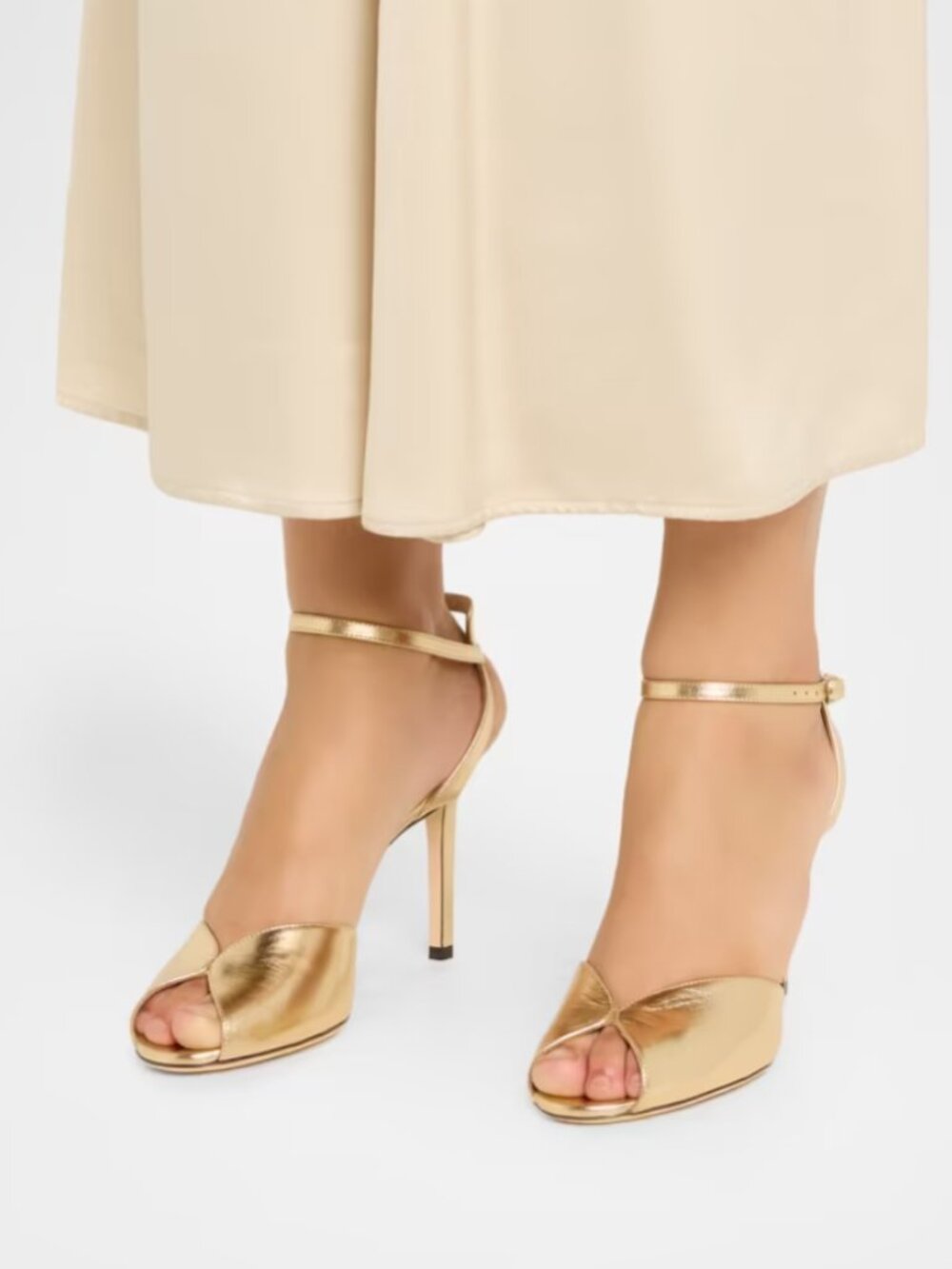 Jimmy Choo Sacora 85 Gold Leather Heels